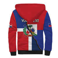 Hispaniola Personalized Sherpa Hoodie Dominican Republic Haiti Flag Together