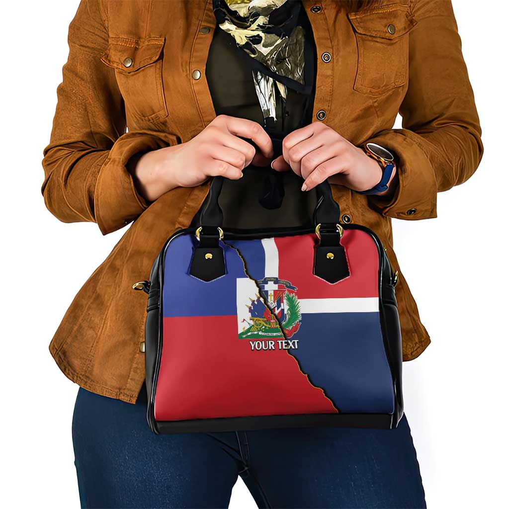 Hispaniola Personalized Shoulder Handbag Dominican Republic Haiti Flag Together