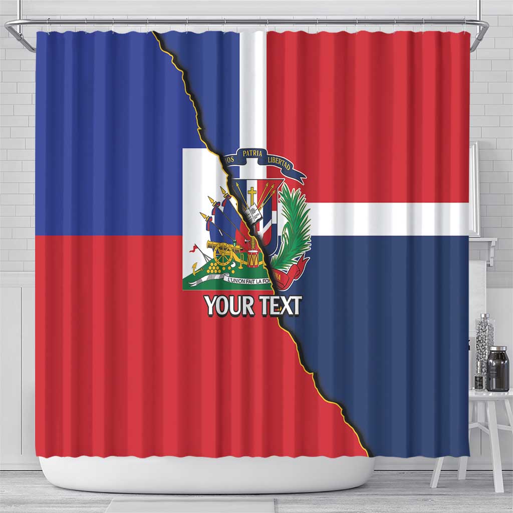 Hispaniola Personalized Shower Curtain Dominican Republic Haiti Flag Together
