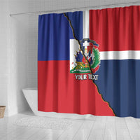 Hispaniola Personalized Shower Curtain Dominican Republic Haiti Flag Together