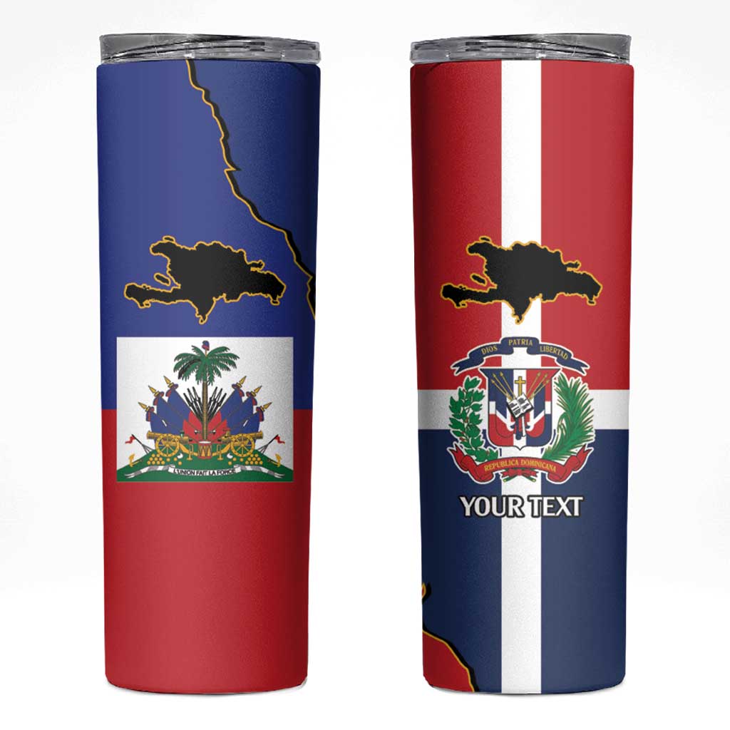 Hispaniola Personalized Skinny Tumbler Dominican Republic Haiti Flag Together
