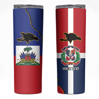 Hispaniola Personalized Skinny Tumbler Dominican Republic Haiti Flag Together