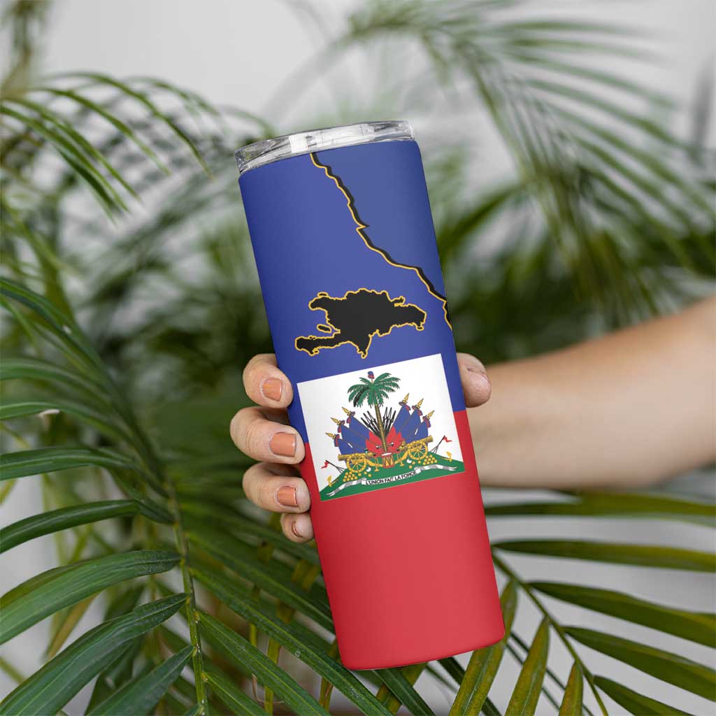 Hispaniola Personalized Skinny Tumbler Dominican Republic Haiti Flag Together