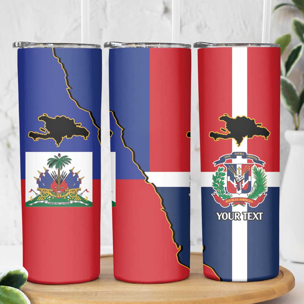 Hispaniola Personalized Skinny Tumbler Dominican Republic Haiti Flag Together