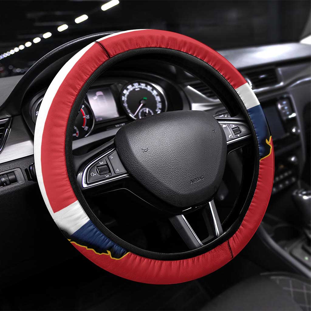 Hispaniola Steering Wheel Cover Dominican Republic Haiti Flag Together