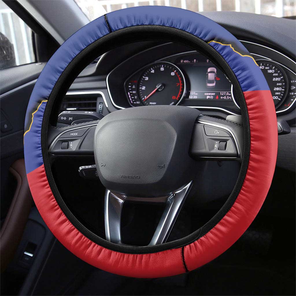 Hispaniola Steering Wheel Cover Dominican Republic Haiti Flag Together