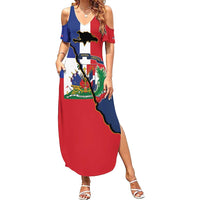 Hispaniola Personalized Summer Maxi Dress Dominican Republic Haiti Flag Together