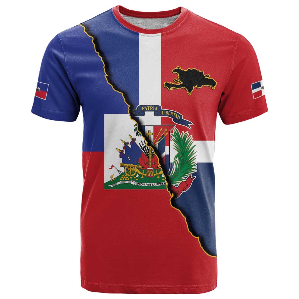 Hispaniola Personalized T Shirt Dominican Republic Haiti Flag Together