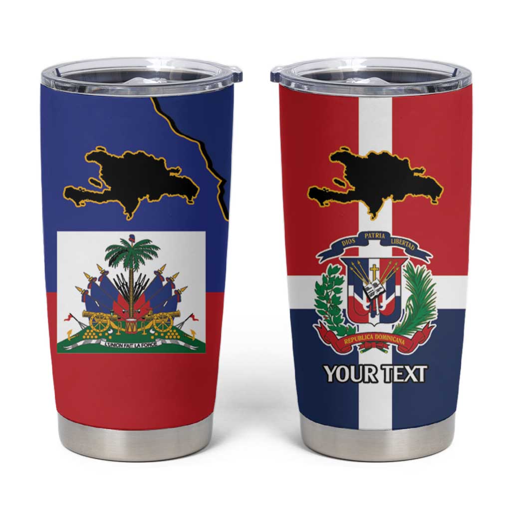 Hispaniola Personalized Tumbler Cup Dominican Republic Haiti Flag Together