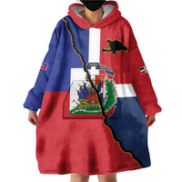 Hispaniola Personalized Wearable Blanket Hoodie Dominican Republic Haiti Flag Together