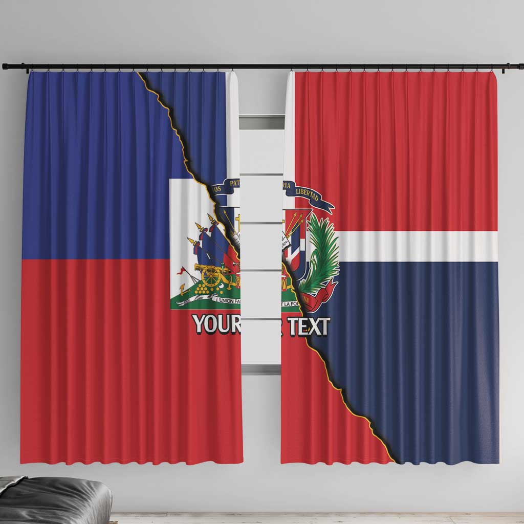 Hispaniola Personalized Window Curtain Dominican Republic Haiti Flag Together