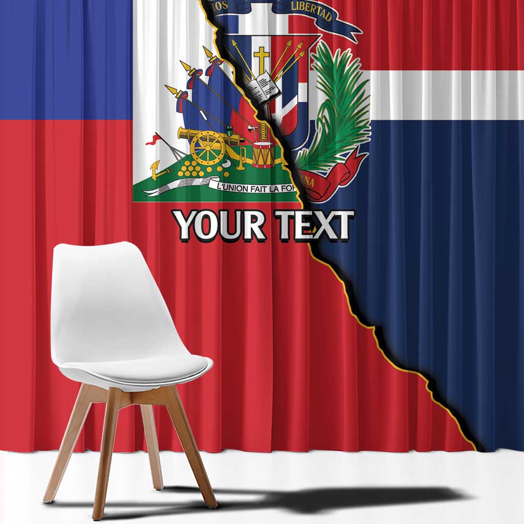 Hispaniola Personalized Window Curtain Dominican Republic Haiti Flag Together