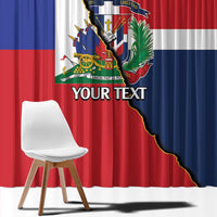 Hispaniola Personalized Window Curtain Dominican Republic Haiti Flag Together