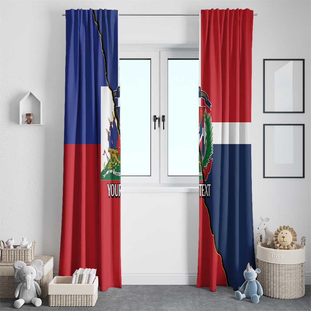 Hispaniola Personalized Window Curtain Dominican Republic Haiti Flag Together