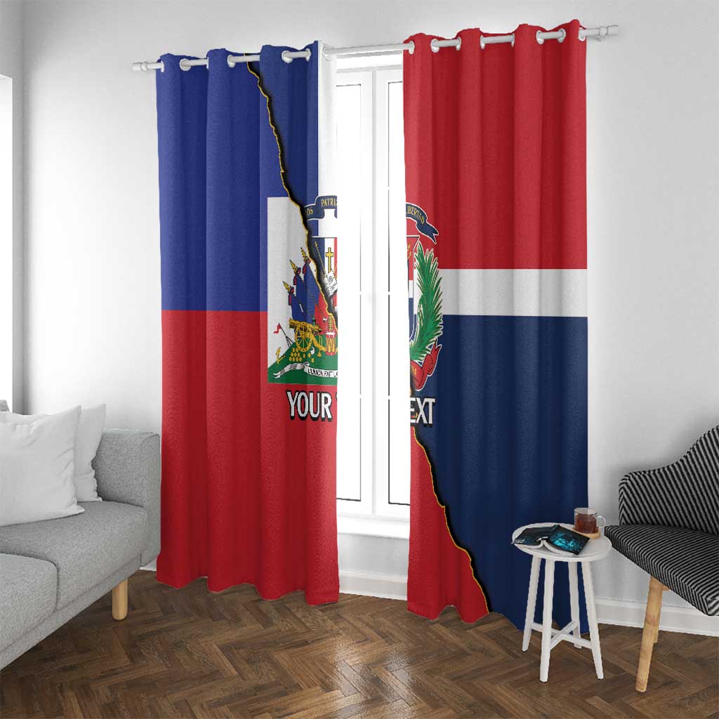 Hispaniola Personalized Window Curtain Dominican Republic Haiti Flag Together