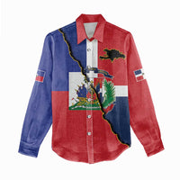 Hispaniola Personalized Women Casual Shirt Dominican Republic Haiti Flag Together