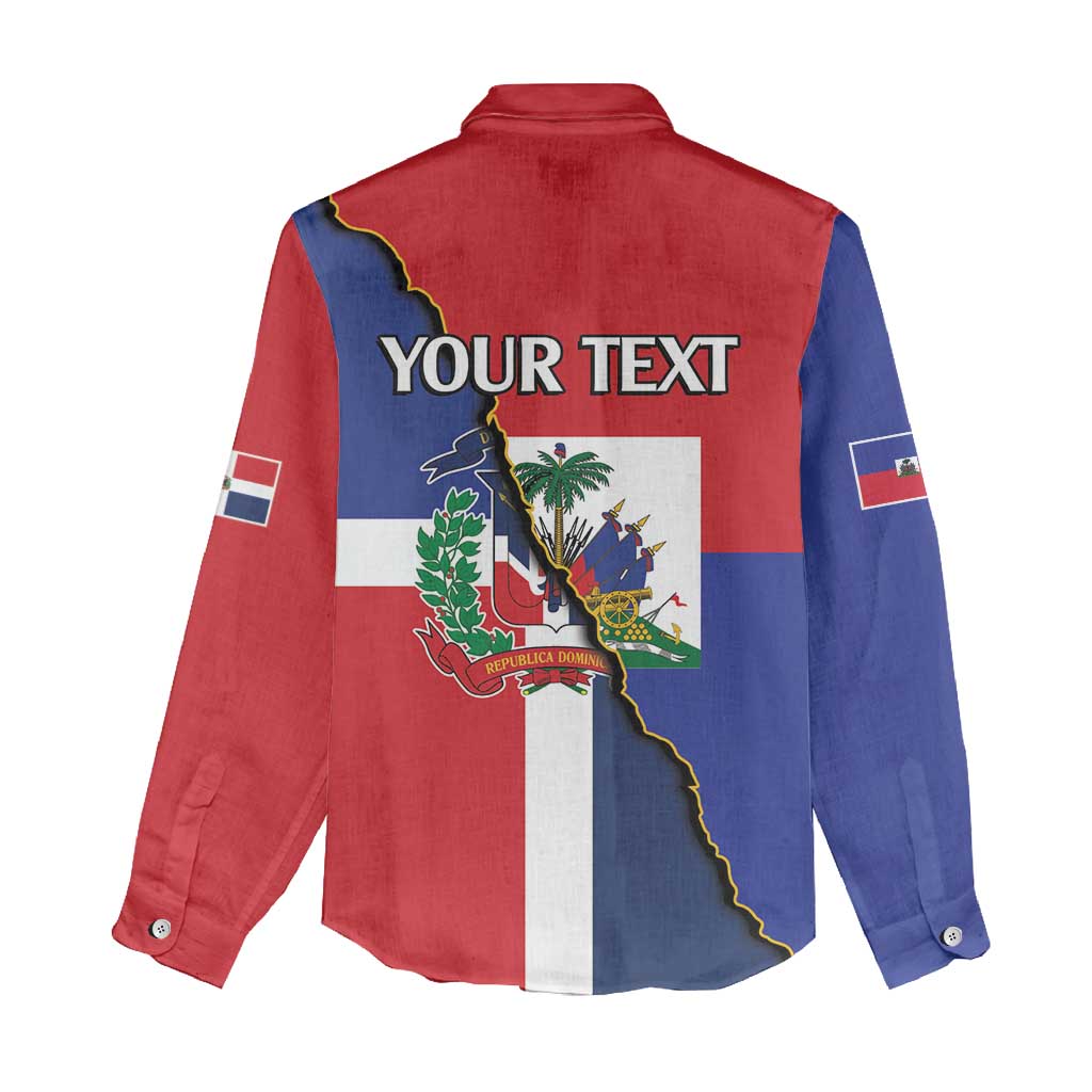 Hispaniola Personalized Women Casual Shirt Dominican Republic Haiti Flag Together