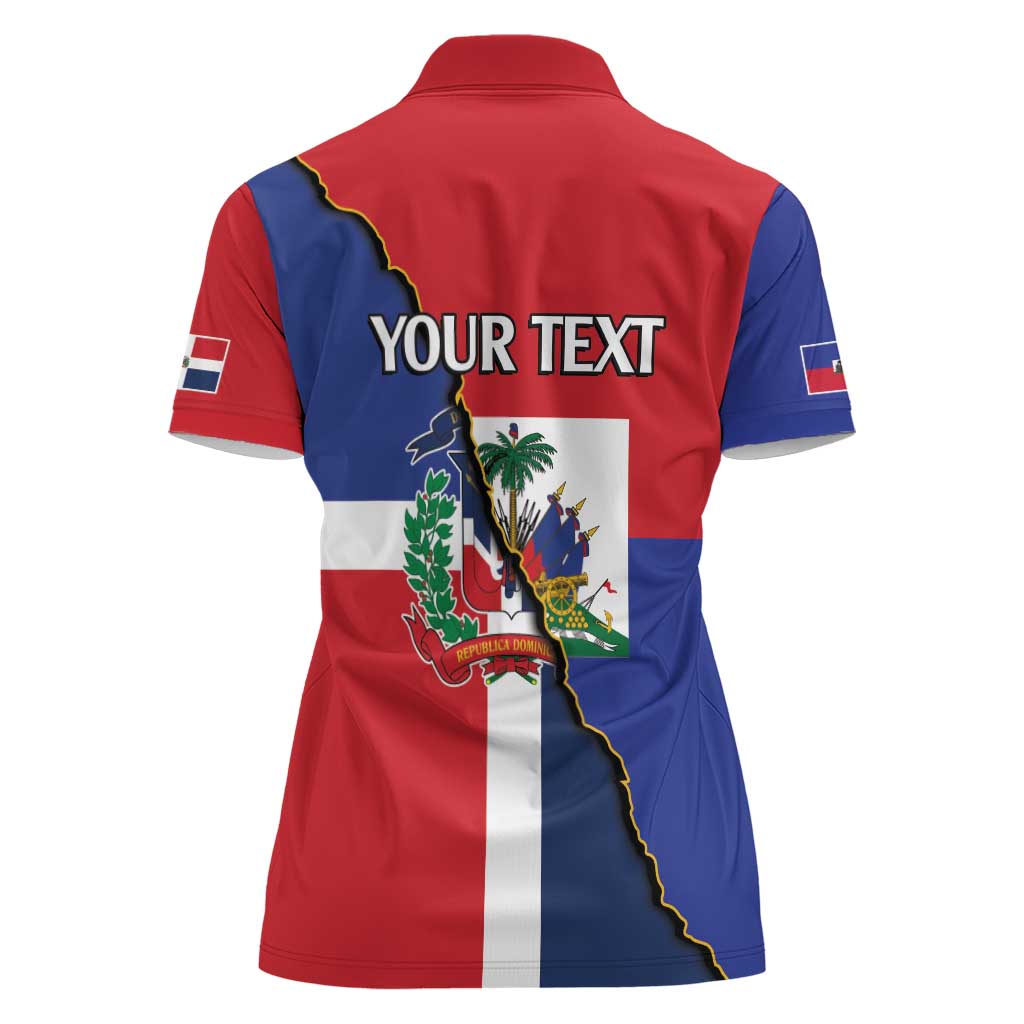 Hispaniola Personalized Women Polo Shirt Dominican Republic Haiti Flag Together