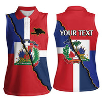 Hispaniola Personalized Women Sleeveless Polo Shirt Dominican Republic Haiti Flag Together
