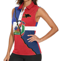 Hispaniola Personalized Women Sleeveless Polo Shirt Dominican Republic Haiti Flag Together