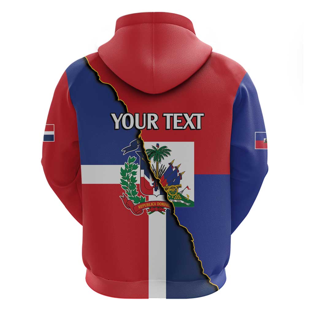 Hispaniola Personalized Zip Hoodie Dominican Republic Haiti Flag Together