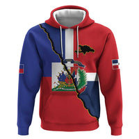 Hispaniola Personalized Zip Hoodie Dominican Republic Haiti Flag Together