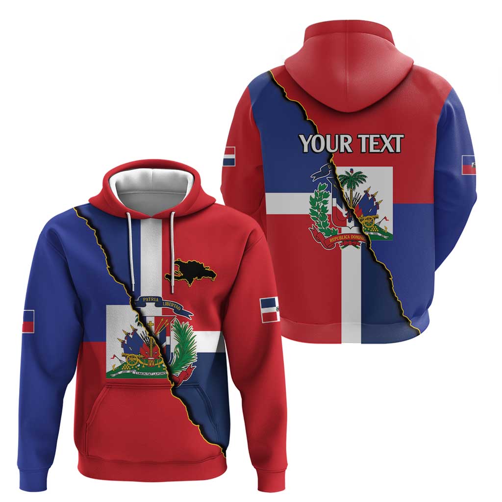 Hispaniola Personalized Zip Hoodie Dominican Republic Haiti Flag Together