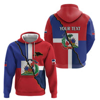 Hispaniola Personalized Zip Hoodie Dominican Republic Haiti Flag Together