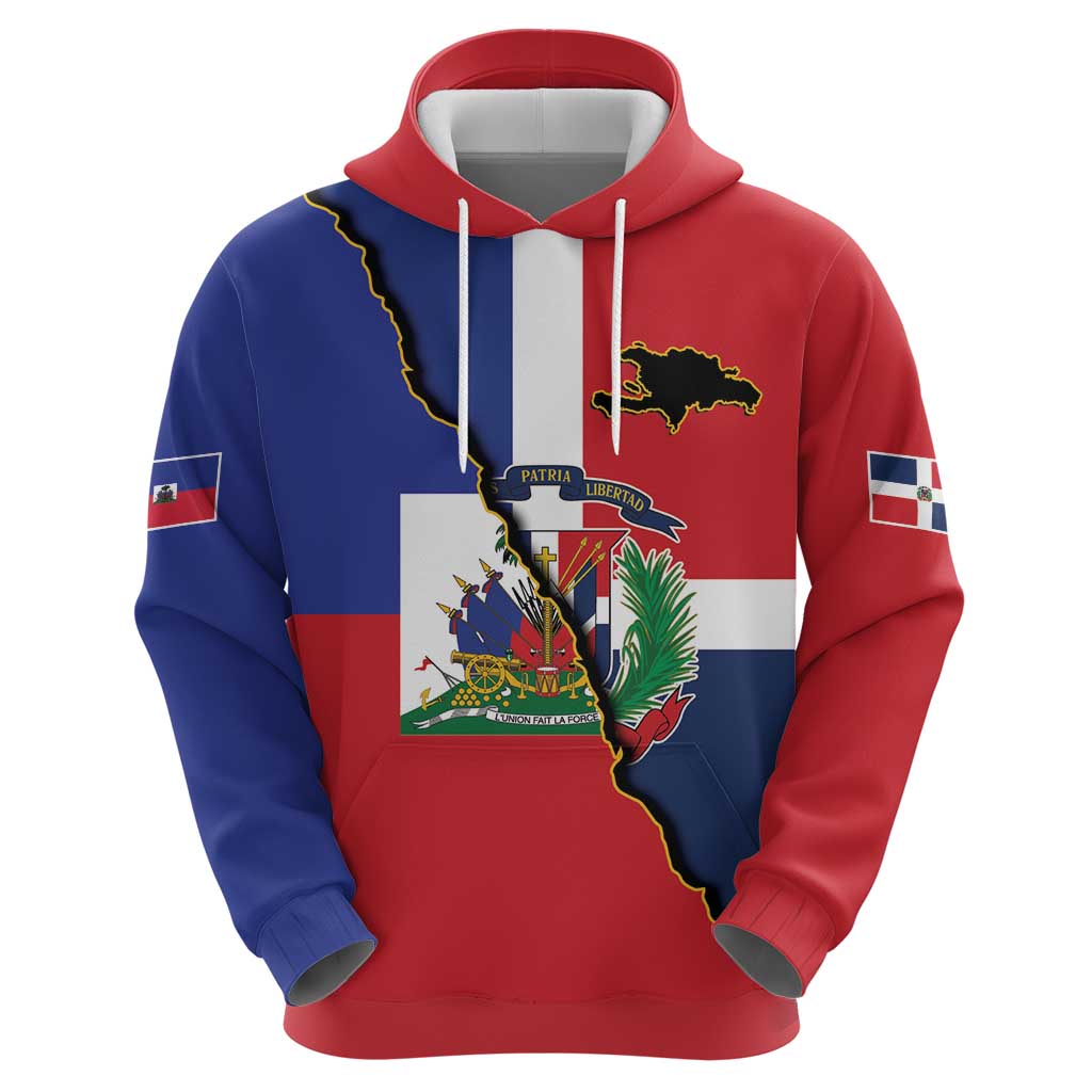 Hispaniola Personalized Zip Hoodie Dominican Republic Haiti Flag Together