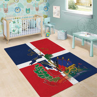 Hispaniola Map Area Rug Dominican Republic Haiti Flag Together