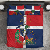 Hispaniola Map Bedding Set Dominican Republic Haiti Flag Together