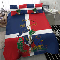Hispaniola Map Bedding Set Dominican Republic Haiti Flag Together