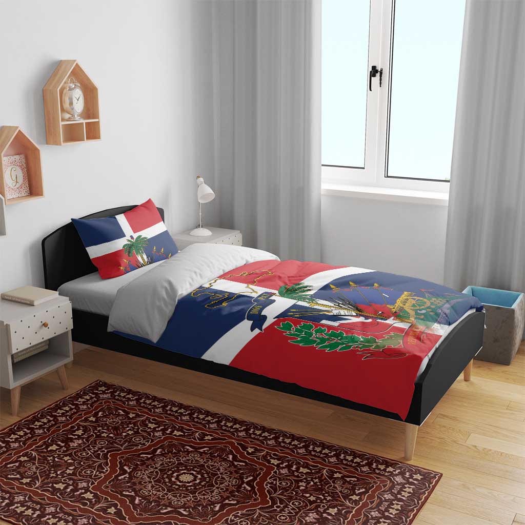 Hispaniola Map Bedding Set Dominican Republic Haiti Flag Together