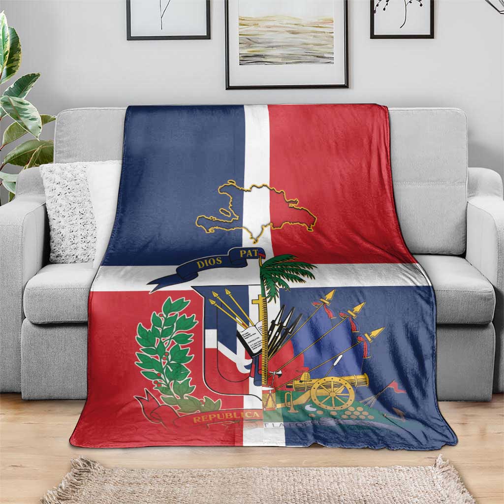 Hispaniola Map Blanket Dominican Republic Haiti Flag Together