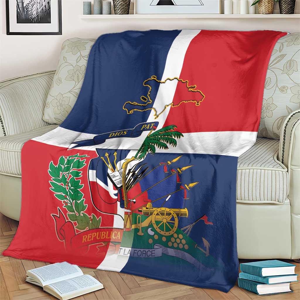 Hispaniola Map Blanket Dominican Republic Haiti Flag Together