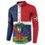 Hispaniola Map Button Sweatshirt Dominican Republic Haiti Flag Together