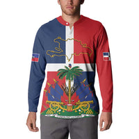 Hispaniola Map Button Sweatshirt Dominican Republic Haiti Flag Together