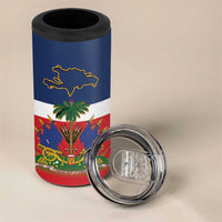 Hispaniola Map 4 in 1 Can Cooler Tumbler Dominican Republic Haiti Flag Together
