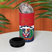 Hispaniola Map 4 in 1 Can Cooler Tumbler Dominican Republic Haiti Flag Together