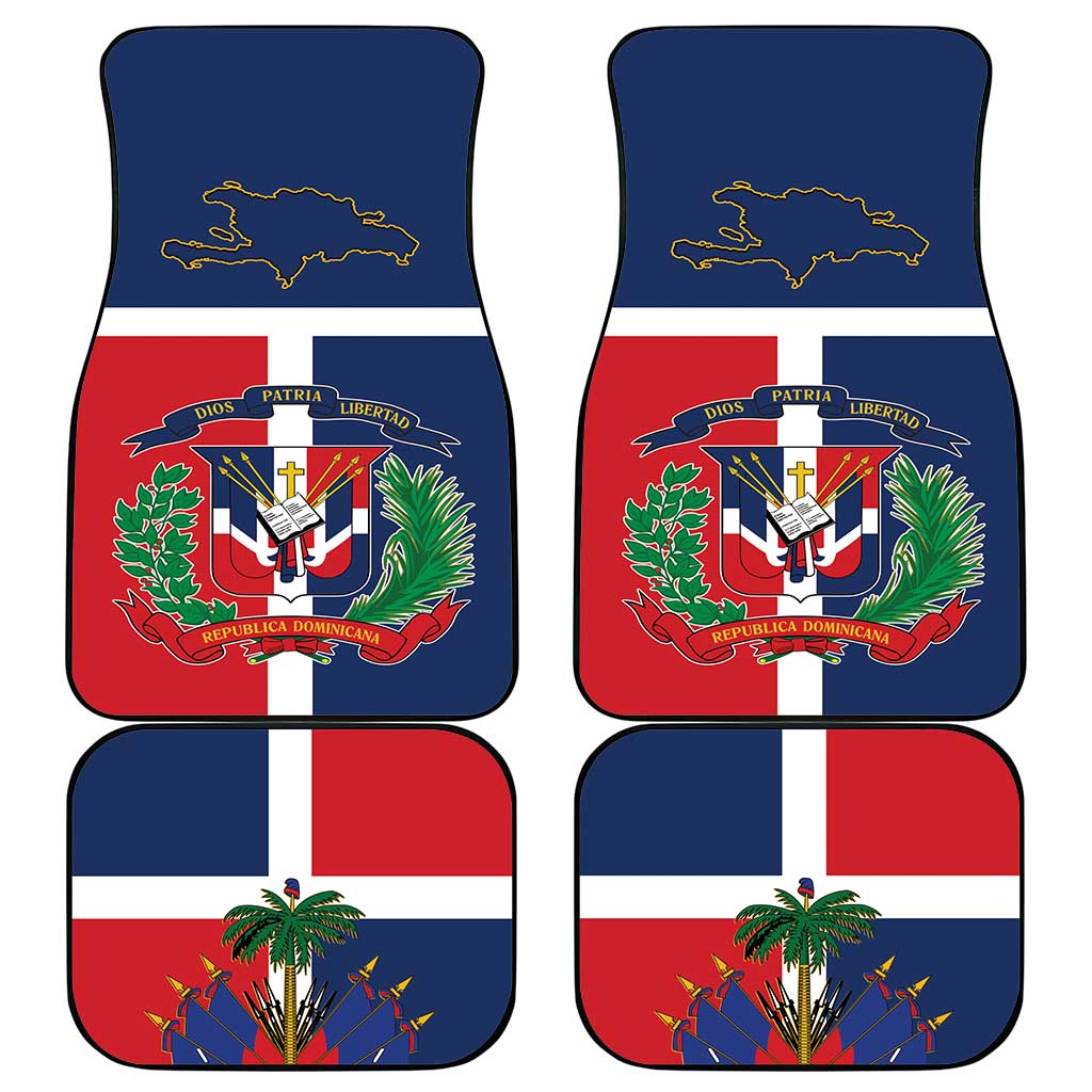 Hispaniola Map Car Mats Dominican Republic Haiti Flag Together