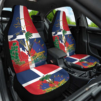 Hispaniola Map Car Seat Cover Dominican Republic Haiti Flag Together