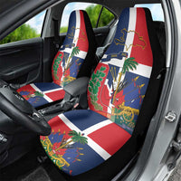 Hispaniola Map Car Seat Cover Dominican Republic Haiti Flag Together