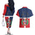 Hispaniola Map Couples Matching Off The Shoulder Long Sleeve Dress and Hawaiian Shirt Dominican Republic Haiti Flag Together