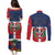 Hispaniola Map Couples Matching Puletasi and Long Sleeve Button Shirt Dominican Republic Haiti Flag Together