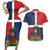 Hispaniola Map Couples Matching Short Sleeve Bodycon Dress and Hawaiian Shirt Dominican Republic Haiti Flag Together