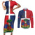 Hispaniola Map Couples Matching Short Sleeve Bodycon Dress and Long Sleeve Button Shirt Dominican Republic Haiti Flag Together