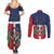 Hispaniola Map Couples Matching Summer Maxi Dress and Long Sleeve Button Shirt Dominican Republic Haiti Flag Together