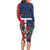 Hispaniola Map Family Matching Long Sleeve Bodycon Dress and Hawaiian Shirt Dominican Republic Haiti Flag Together