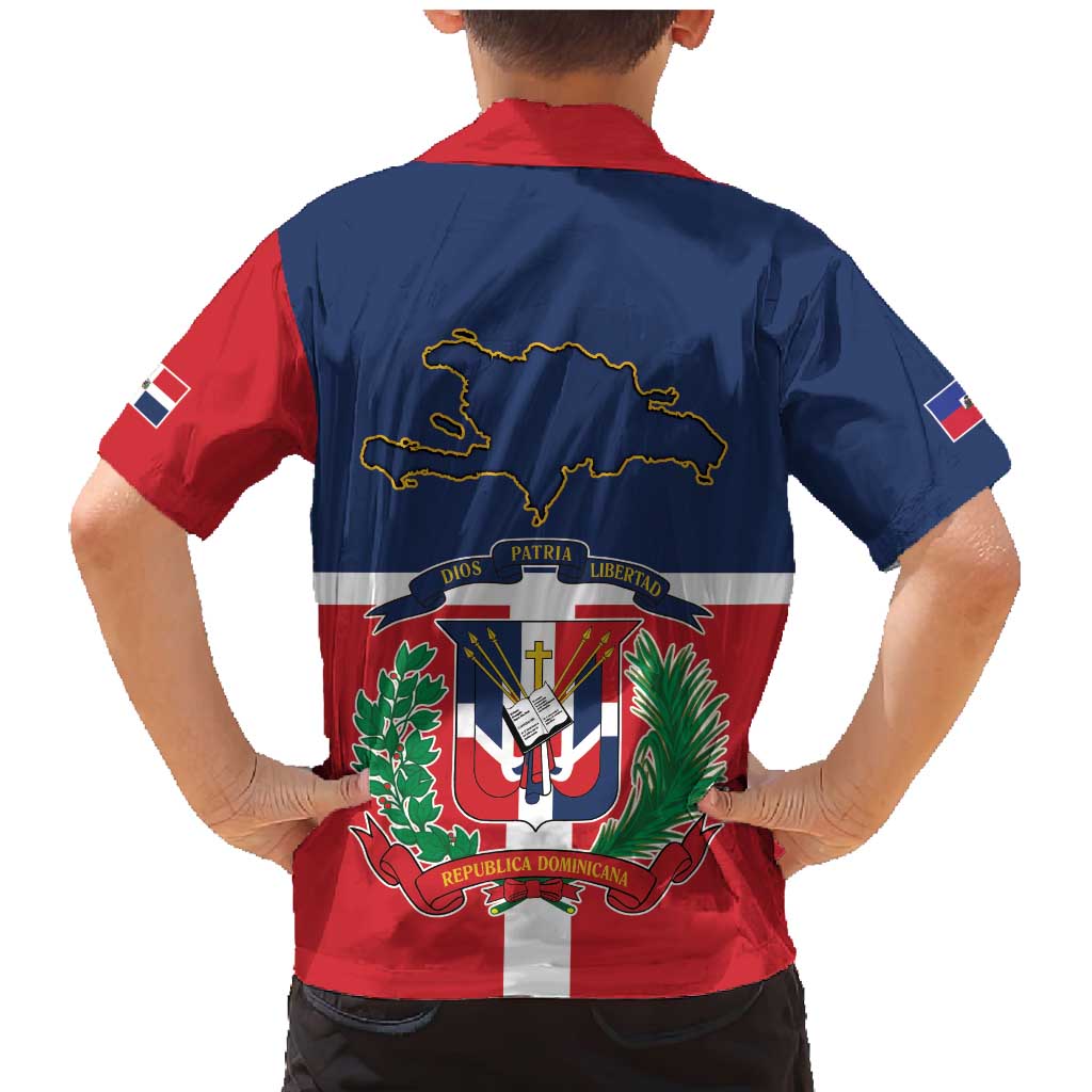 Hispaniola Map Family Matching Mermaid Dress and Hawaiian Shirt Dominican Republic Haiti Flag Together