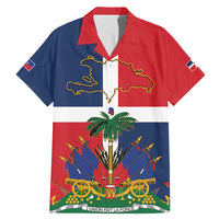 Hispaniola Map Family Matching Mermaid Dress and Hawaiian Shirt Dominican Republic Haiti Flag Together